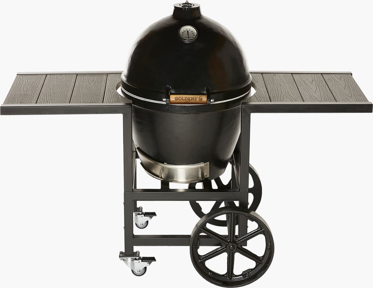 Goldens' Cast Iron Kamado Grill with Trex and Casters